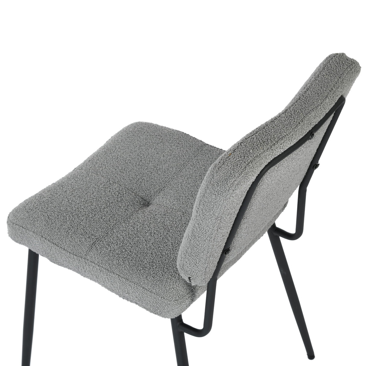 Lot de 2 chaises industrielles de salle à manger avec dossier assise rembourrée en tissu bouclette gris - KAROMI LIGHT GREY BOUCLE