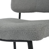 Lot de 2 chaises industrielles de salle à manger avec dossier assise rembourrée en tissu bouclette gris - KAROMI LIGHT GREY BOUCLE