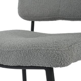 Lot de 4 chaises industrielles de salle à manger avec dossier assise rembourrée en tissu bouclette gris - KAROMI LIGHT GREY BOUCLE 4PCS