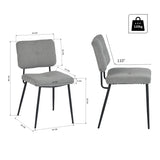 Lot de 2 chaises industrielles de salle à manger avec dossier assise rembourrée en tissu bouclette gris - KAROMI LIGHT GREY BOUCLE