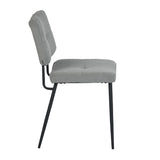 Lot de 2 chaises industrielles de salle à manger avec dossier assise rembourrée en tissu bouclette gris - KAROMI LIGHT GREY BOUCLE