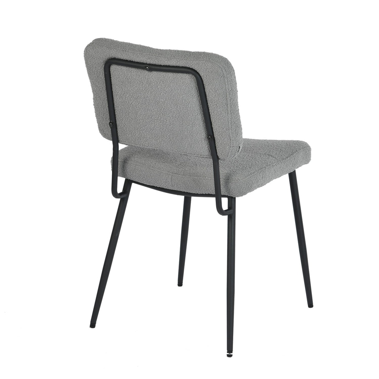 Lot de 4 chaises industrielles de salle à manger avec dossier assise rembourrée en tissu bouclette gris - KAROMI LIGHT GREY BOUCLE 4PCS