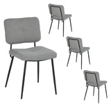 Lot de 4 chaises industrielles de salle à manger avec dossier assise rembourrée en tissu bouclette gris - KAROMI LIGHT GREY BOUCLE 4PCS