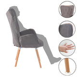 Fauteuil scandinave capitonné dossier confortable avec accoudoirs en tissu gris - KAS GREY FABRIC