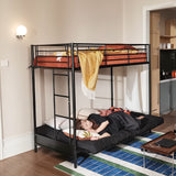 90x190cm bunk bed with convertible sofa bench and black metal slatted base (mattress not included) - LIBERTY