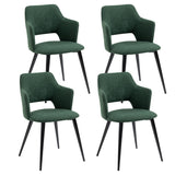 Set of 4 Scandinavian dining room armchairs with green fabric armrests - Akanji