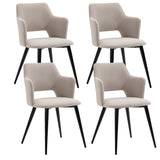 Conjunto de 4 sillones de comedor escandinavo con reposabrazos de tela beige - Akanji