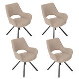 Lot de 4 chaises de salle à manger contemporaines en tissu brun, pieds en métal noir - BETH FABRIC LIGHT BROWN 4PCS