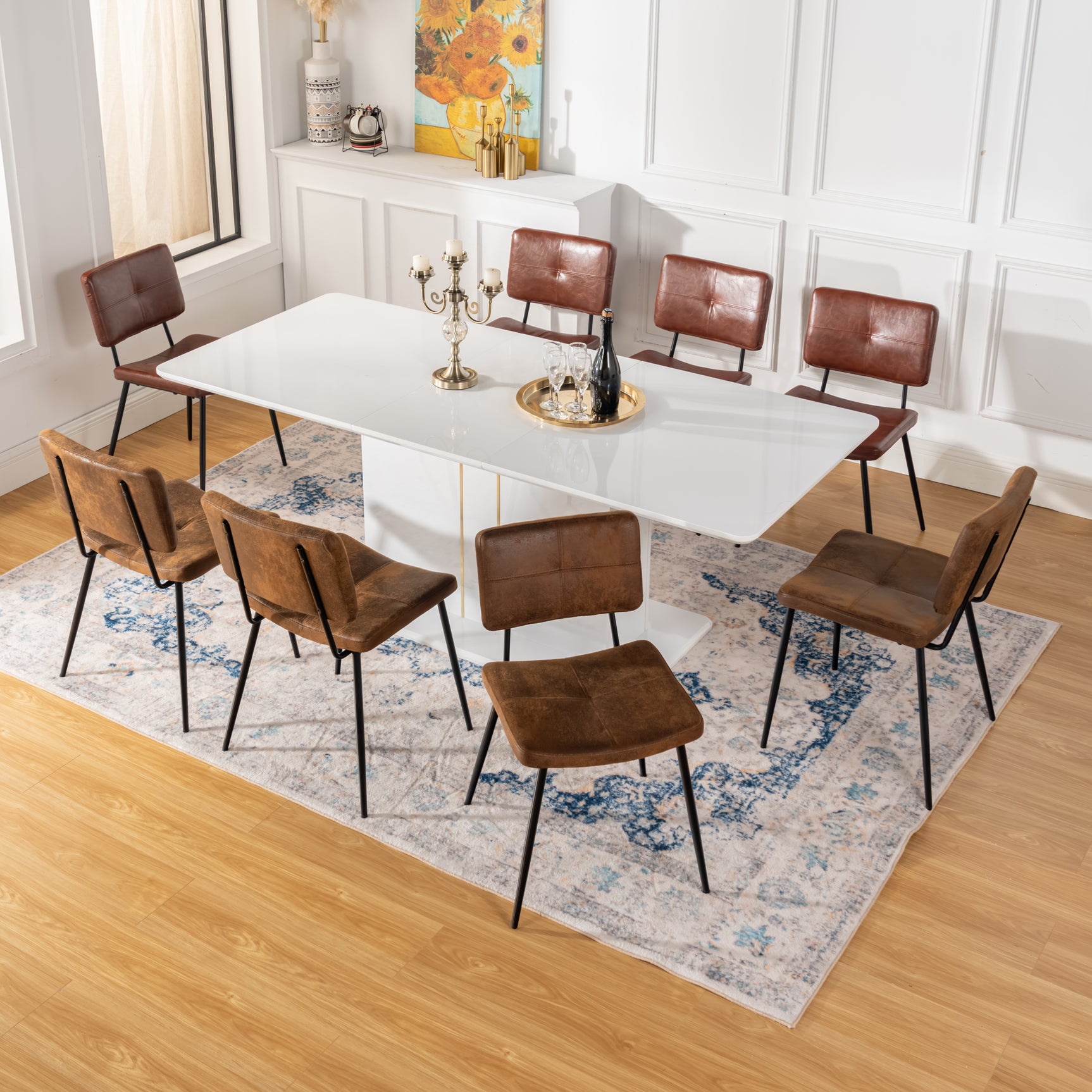 Set of 4 industrial suede dining room chairs - POMONA