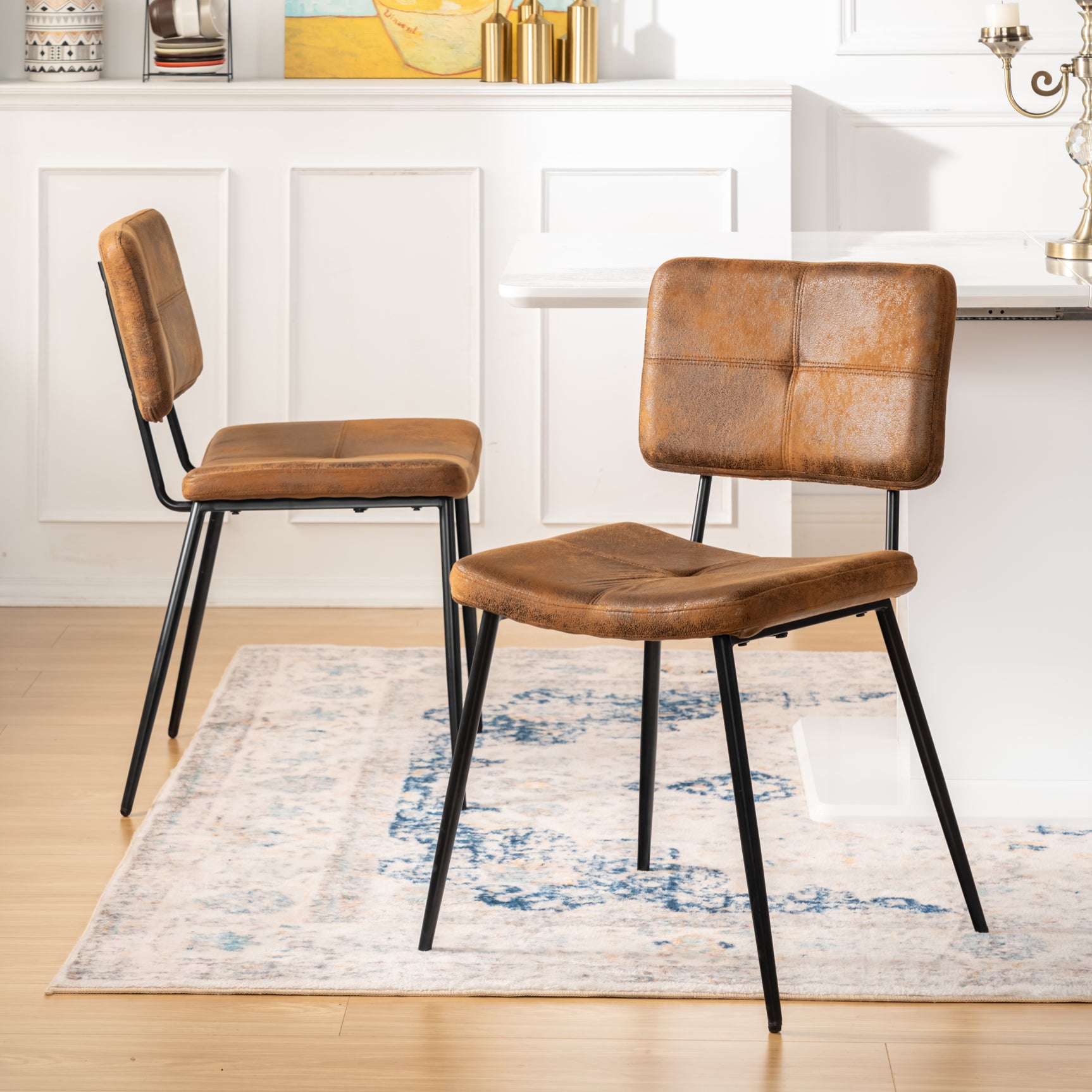 Set of 4 industrial suede dining room chairs - POMONA