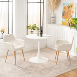 Set of 4 Scandinavian dining room armchairs with beige sheepskin fabric armrests - CROMWELL