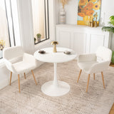 Scandinavian round dining table 2-4 people in wood and white metal - Clift