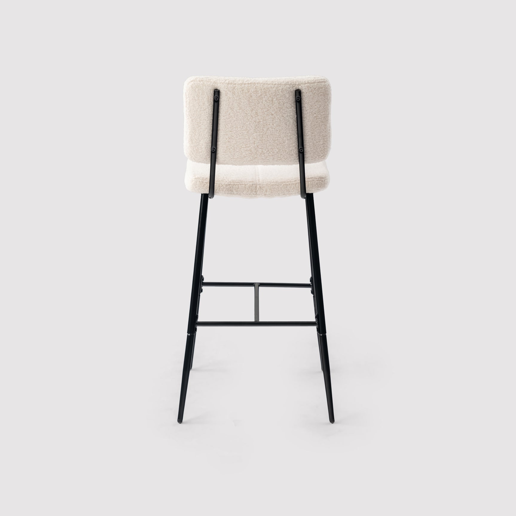 Lot de 2 tabourets de bar scandinaves avec dossier en tissu mouton boulette beige  - POMONA BAR