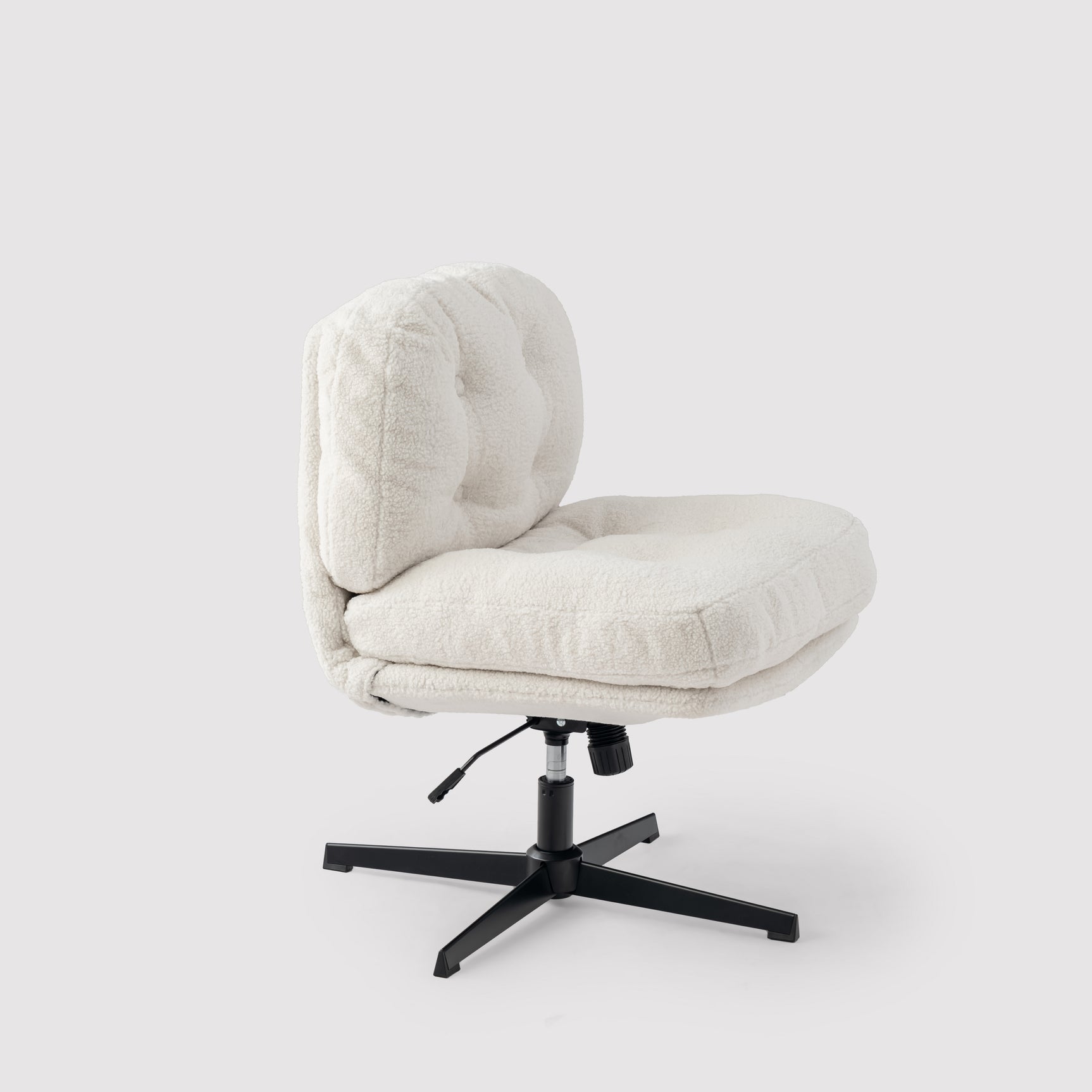 Swivel and adjustable lounge chair in white corduroy - ALINTONEX