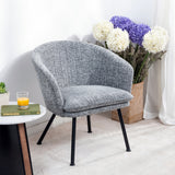 Fauteuil de détente Contemporain en tissu gris foncé, structure robuste en métal noir - DIXIER FABRIC DARK GREY