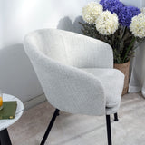 Fauteuil de détente Contemporain en tissu beige, structure robuste en métal noir - DIXIER FABRIC BEIGE