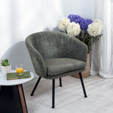 Contemporary relaxation armchair in dark green fabric, robust black metal structure - DIXIER FABRIC DARK GREEN