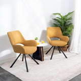 Set of 4 contemporary dining room chairs in yellow fabric, black metal legs - BETH FABRIC YELLOW 4PCS