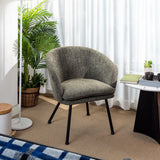 Fauteuil de détente Contemporain en tissu vert foncé, structure robuste en métal noir - DIXIER FABRIC DARK GREEN