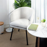 Contemporary relaxation armchair in beige fabric, robust black metal structure - DIXIER FABRIC BEIGE