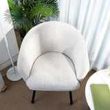 Fauteuil de détente Contemporain en tissu beige, structure robuste en métal noir - DIXIER FABRIC BEIGE