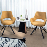 Lot de 4 chaises de salle à manger contemporaines en tissu jaune, pieds en métal noir - BETH FABRIC YELLOW 4PCS