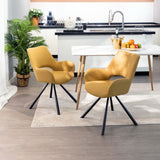 Set of 4 contemporary dining room chairs in yellow fabric, black metal legs - BETH FABRIC YELLOW 4PCS