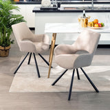 Lot de 4 chaises de salle à manger contemporaines en tissu brun, pieds en métal noir - BETH FABRIC LIGHT BROWN 4PCS