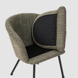 Contemporary relaxation armchair in dark green fabric, robust black metal structure - DIXIER FABRIC DARK GREEN