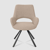 Lot de 2 chaises de salle à manger contemporaines en tissu brun, pieds en métal noir - BETH FABRIC LIGHT BROWN