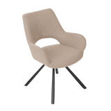 Lot de 2 chaises de salle à manger contemporaines en tissu brun, pieds en métal noir - BETH FABRIC LIGHT BROWN