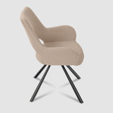 Lot de 2 chaises de salle à manger contemporaines en tissu brun, pieds en métal noir - BETH FABRIC LIGHT BROWN