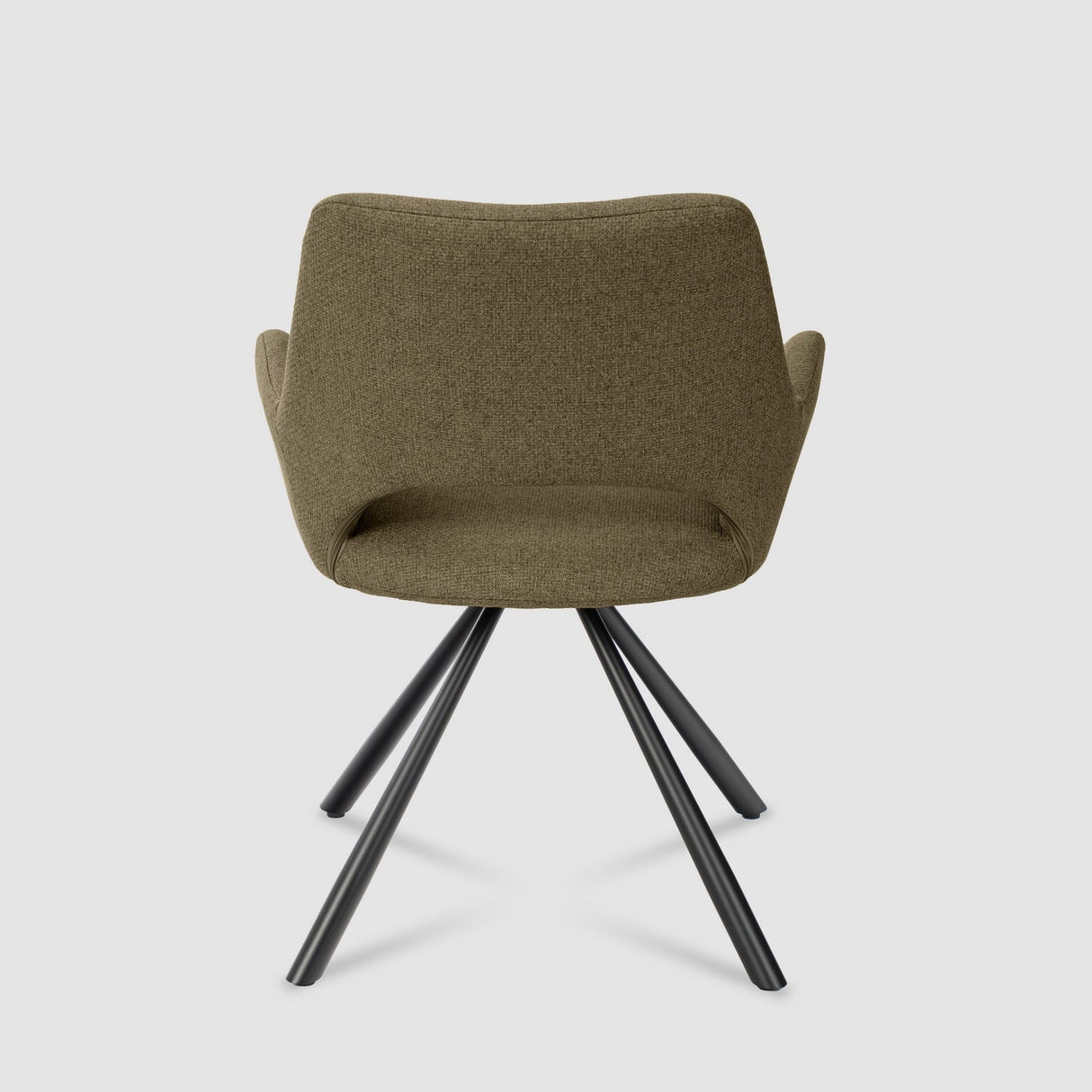 Lot de 4 chaises de salle à manger contemporaines en tissu vert barrel, pieds en métal noir - BETH FABRIC GREEN 4PCS