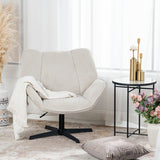 Swivel adjustable leisure armchair with armrests in beige corduroy - DUROTHIL