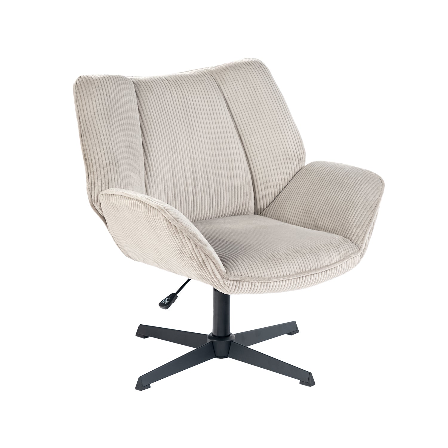 Swivel adjustable leisure armchair with gray corduroy armrests - DUROTHIL