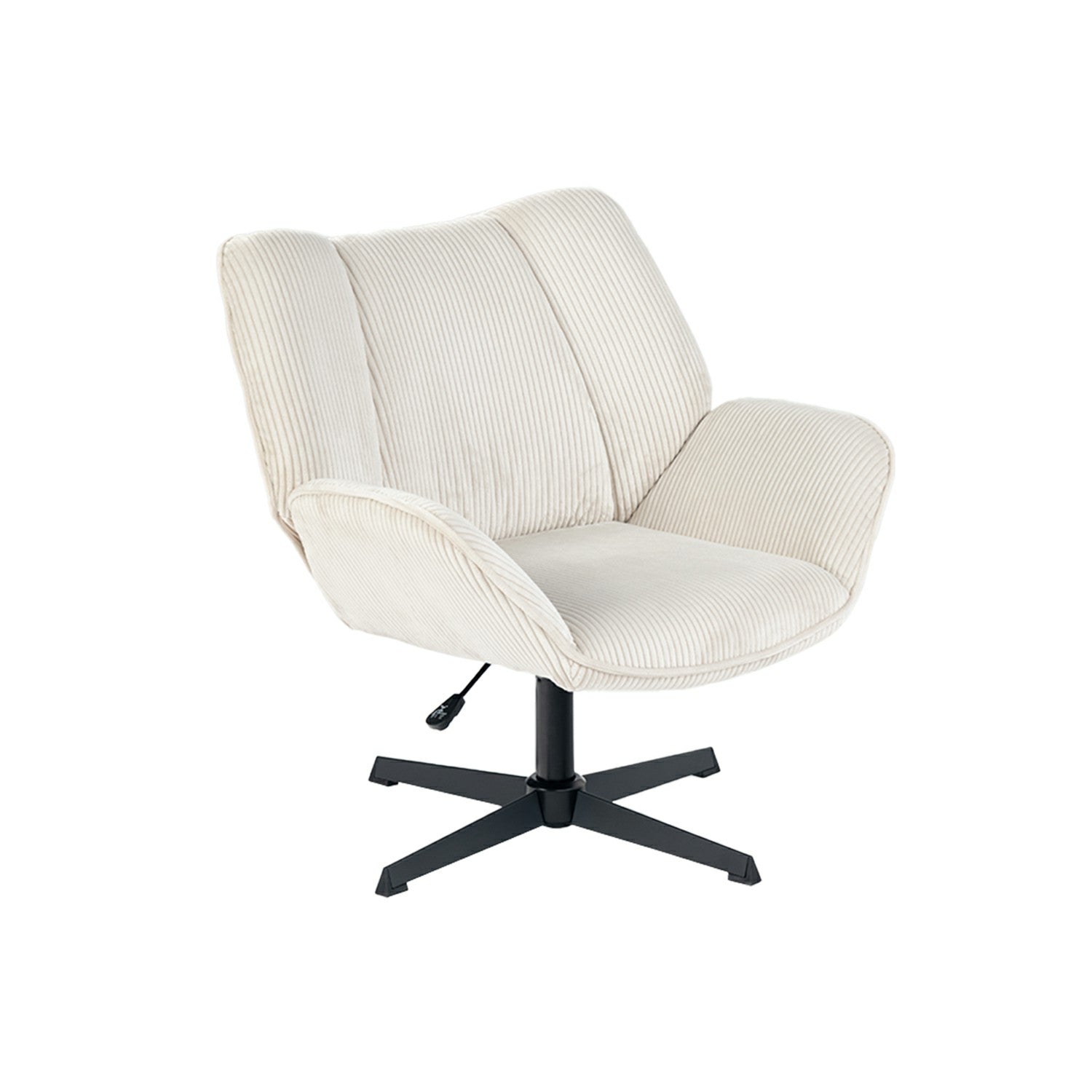 Swivel adjustable leisure armchair with armrests in beige corduroy - DUROTHIL