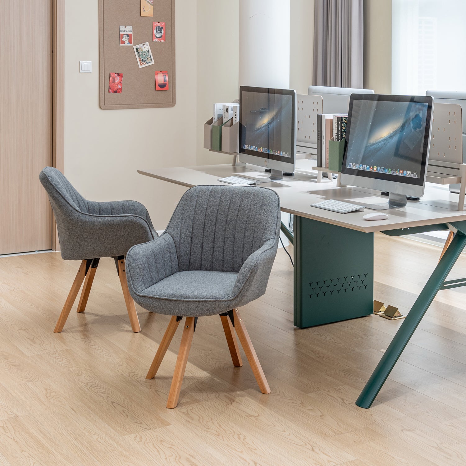 Chaise de salle à manger confortables en tissu gris pivotantes 360° - CARSON FABRIC GREY