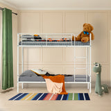 2-seater, 2-story bunk bed in white metal with ladder 90x190cm (mattress not included) - TWIN