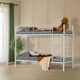 2-seater, 2-story bunk bed in white metal with ladder 90x190cm (mattress not included) - TWIN