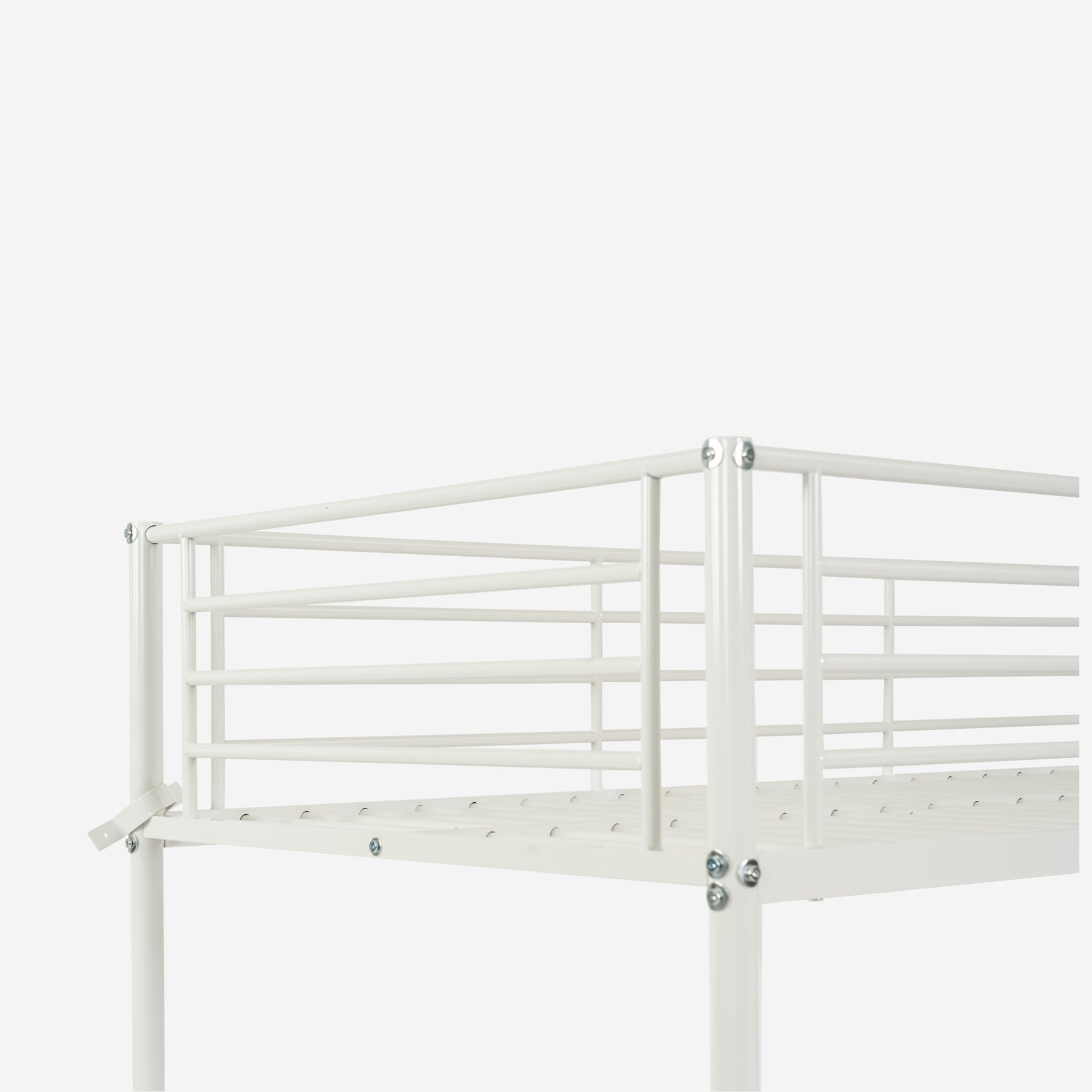 2-seater, 2-story bunk bed in white metal with ladder 90x190cm (mattress not included) - TWIN