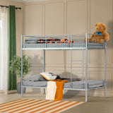 2-seater, 2-story bunk bed in silver metal with ladder 90x190cm (mattress not included) - TWIN