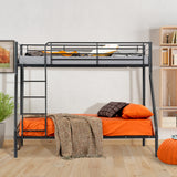 3-seater and 2-story bunk bed in black metal with ladder 140x190cm and 90x190cm (mattress not included) - JAZZ