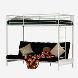 90x190cm bunk bed with convertible sofa bench and white metal slatted base (mattress not included) - LIBERTY