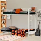 Bunk bed set 90x190cm with convertible bench in white metal, and 2 -seater foldable futon mattress - Liberty N Mica