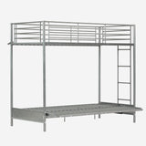 90x190cm bunk bed with convertible sofa bench and silver metal slatted base (mattress not included) - LIBERTY