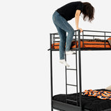 90x190cm bunk bed set with convertible black metal bench, and 2-seater foldable futon mattress - LIBERTY N MICA