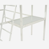 Lit mezzanine 2 places en métal blanc avec bureau intégré, couchage de 140x190cm (matelas non inclus) - LIONEL