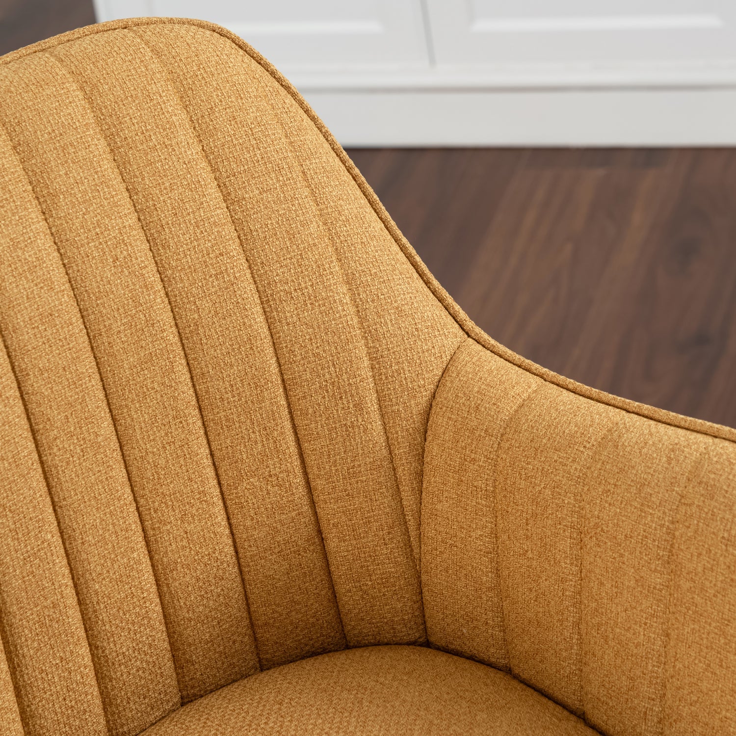 Comfortable dining room chair in yellow fabric with 360° swivel - CARSON FABRIC YELLOW