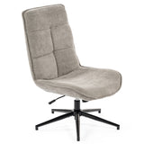 Adjustable leisure armchair in gray chenille fabric, 360° swivel - CHARLOTTE