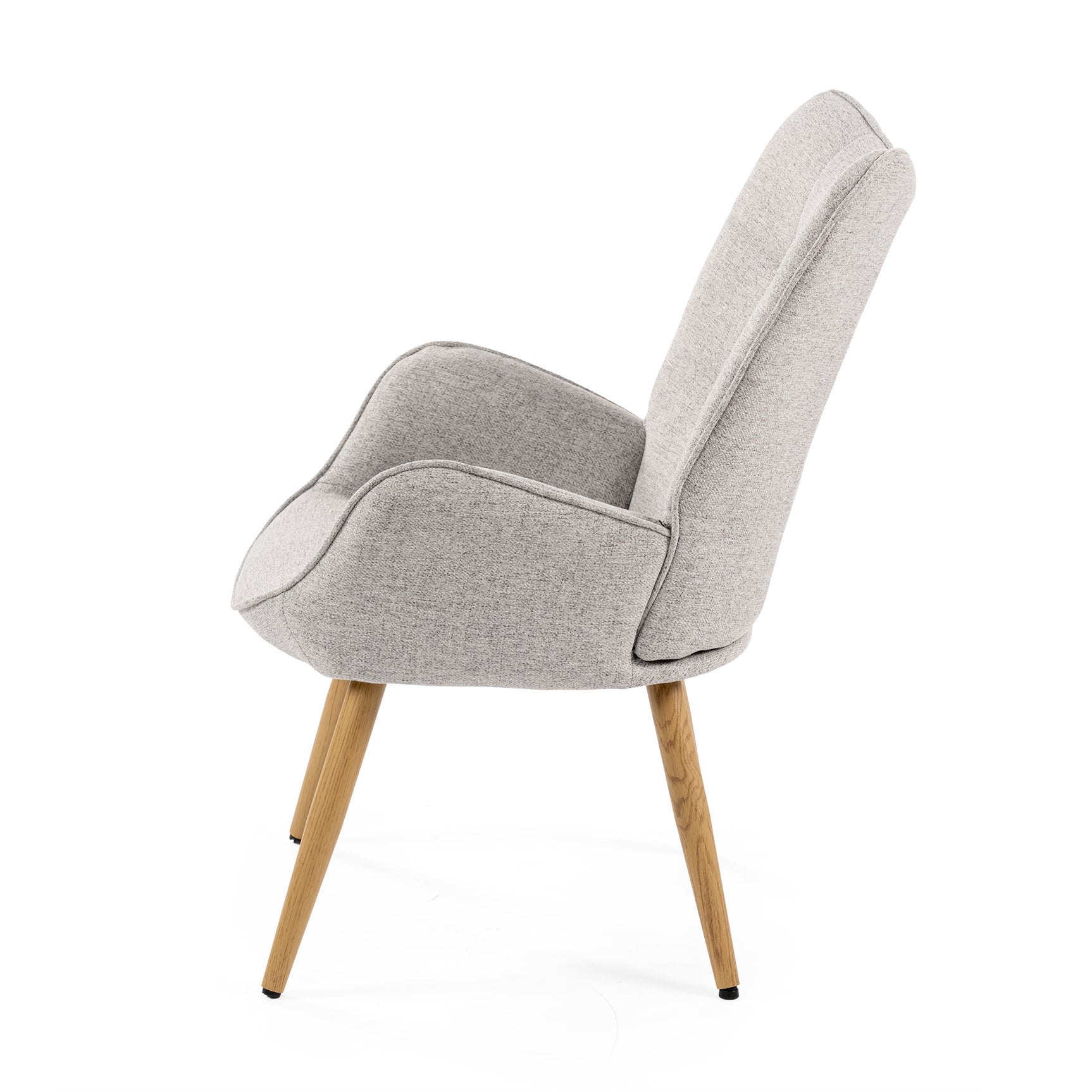 Scandinavian armchair with armrests in gray fabric with stitching - KANAS